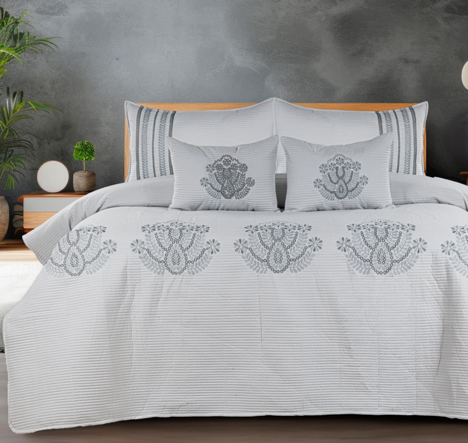 Damask Ice Grey Bedding