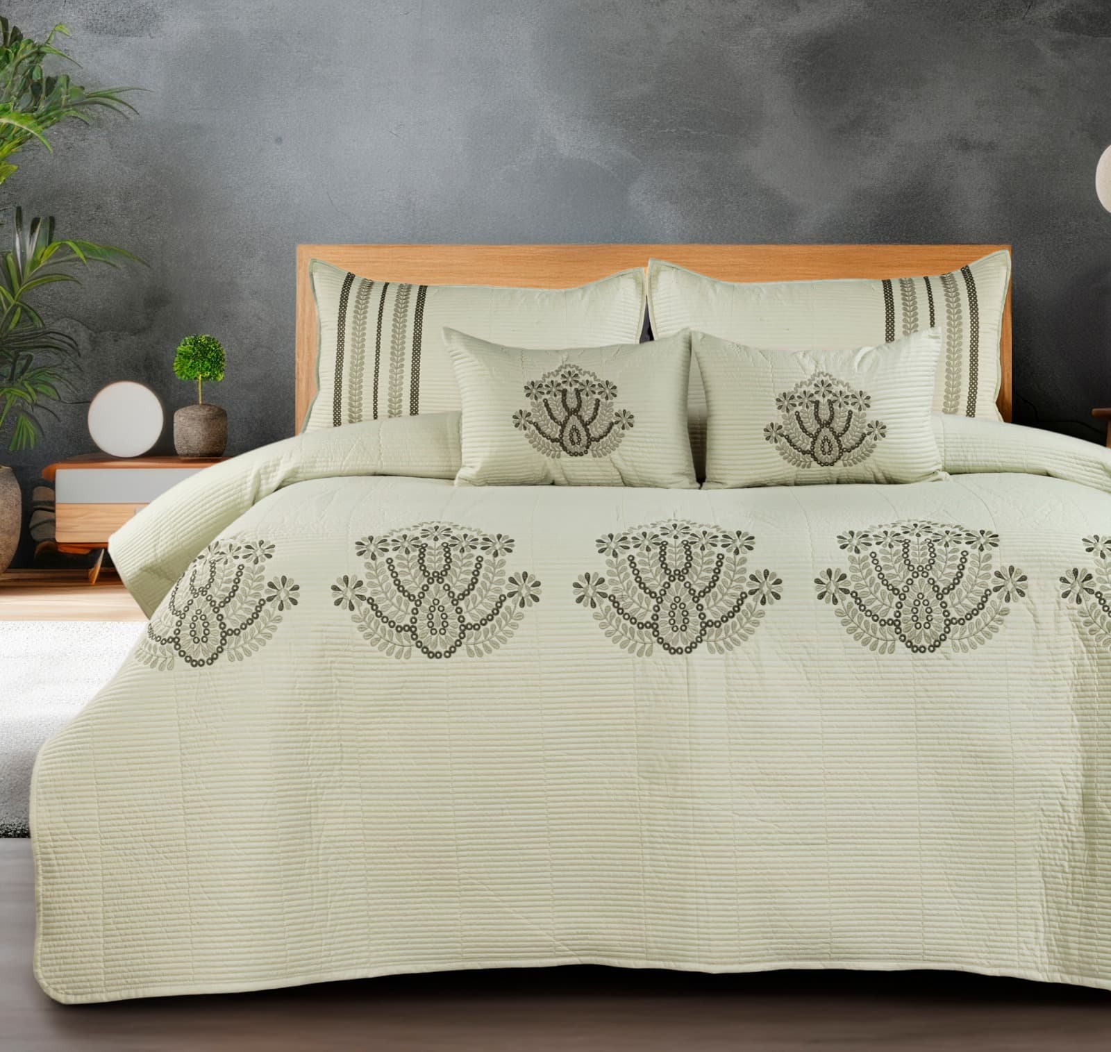 Damask Ivory Beige Bedding