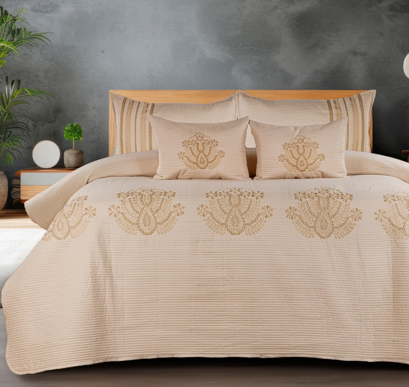 Damask Light Almond Bedding