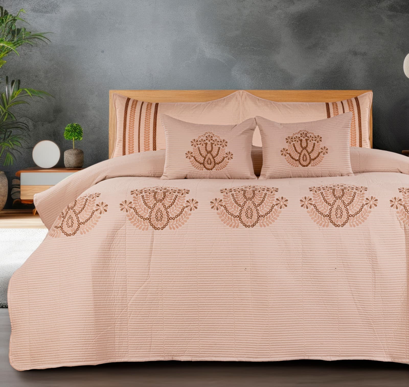 Damask Peach Beige Bedding
